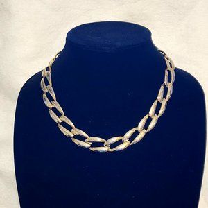 Vintage Gold Tone Chunky Link Necklace 17" Choker Collar